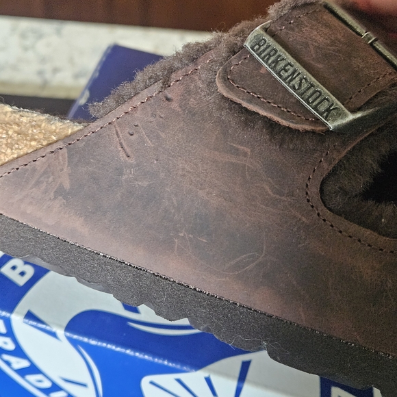 Birkenstock Arizona Shearling Sandals in Mocha - Picture 3 of 9